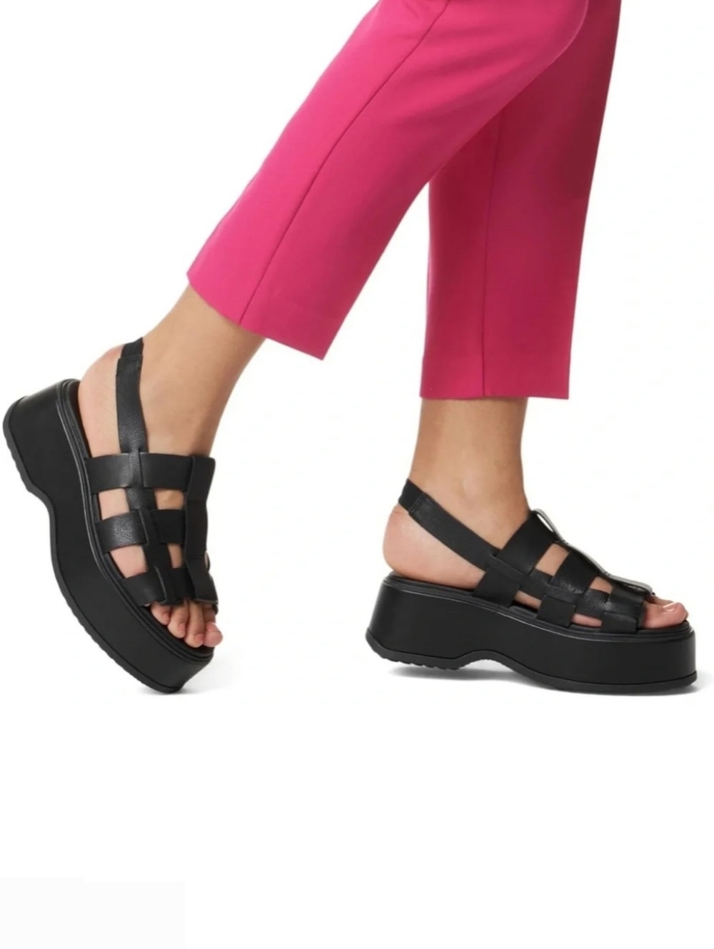 Sorel Slingback Sandals 11 Black Leather Dayspring Fisherman Chunky New $140